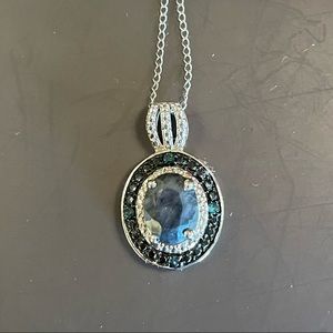 Sterling Silver 18” chain with dark blue pendant